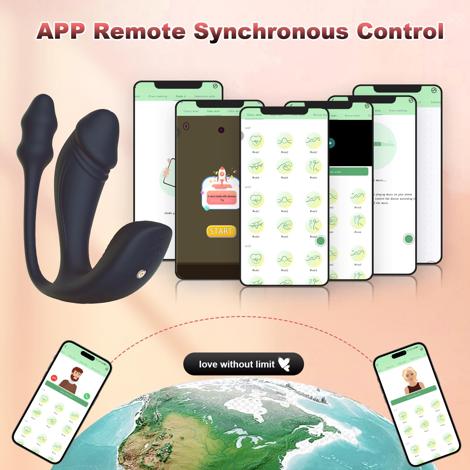 MIDUSHA Sex Toys - Vibrator Dildo and Anal Plug 3 in 1, App and Remote Control Vibrator with 6x6x6 Modes, Butterfly Panty Wearable Vibrators & G Spot Vibrator, Adult Sex Toys & Games for Women(): Black