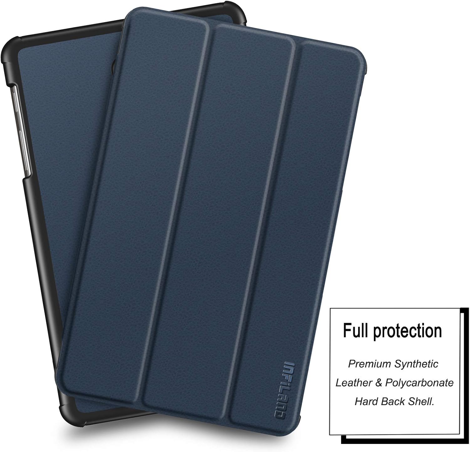 Infiland Galaxy Tab A 8.0 2018 Case, Slim Tri-Fold Shell Case Cover Compatible with Samsung Galaxy Tab A 8 Inch 2018 Release Model T387 Tablet Verizon/Sprint/T-Mobile/AT&T, Navy
