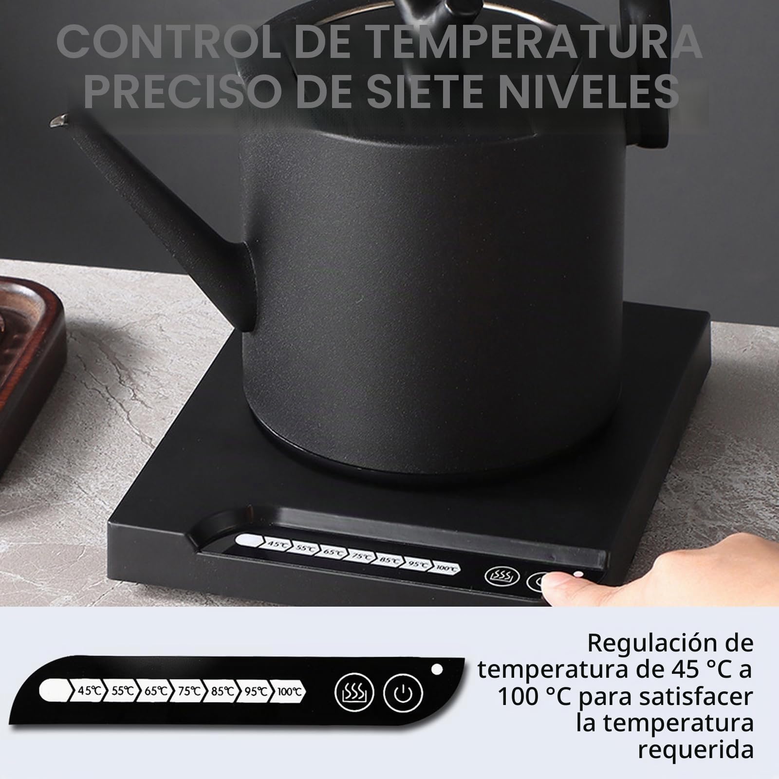 Hervidor De Acero Inoxidable, 1L Hervidor Eléctrico Inteligente De Cuello De Cisne Tetera De 1000W Digitales LED Mostrar Con Control De Temperatura Y Apagado Automático Por Alta Temperatura