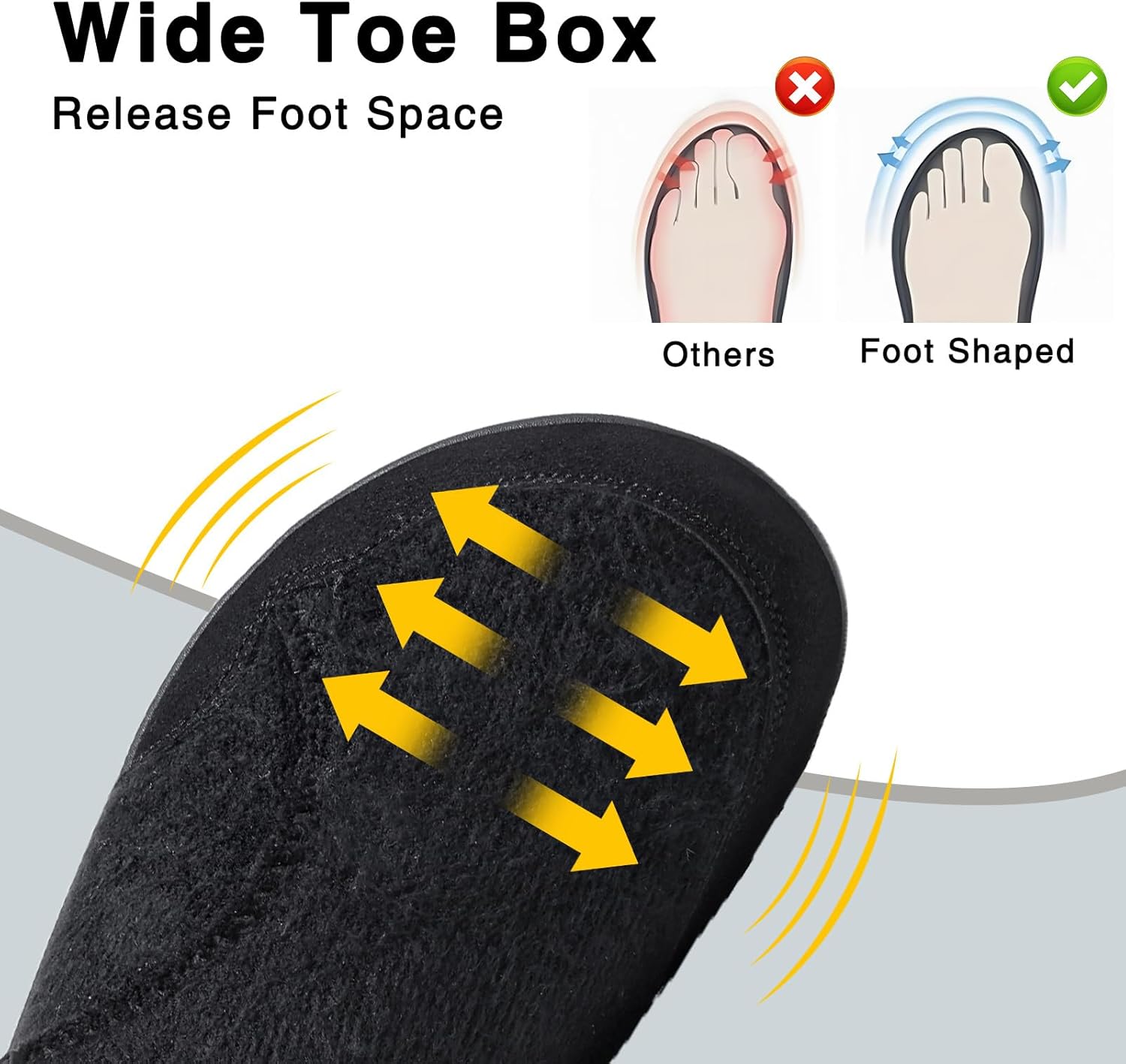 TETSUO Mens Slippers Womens Walking Wide Diabetic Shoes Warm Velvet Lining Soft Barefoot Slippers for Edema Swollen Feet Adjustable House Shoes Non-slip Indoor Outdoor - Image 3