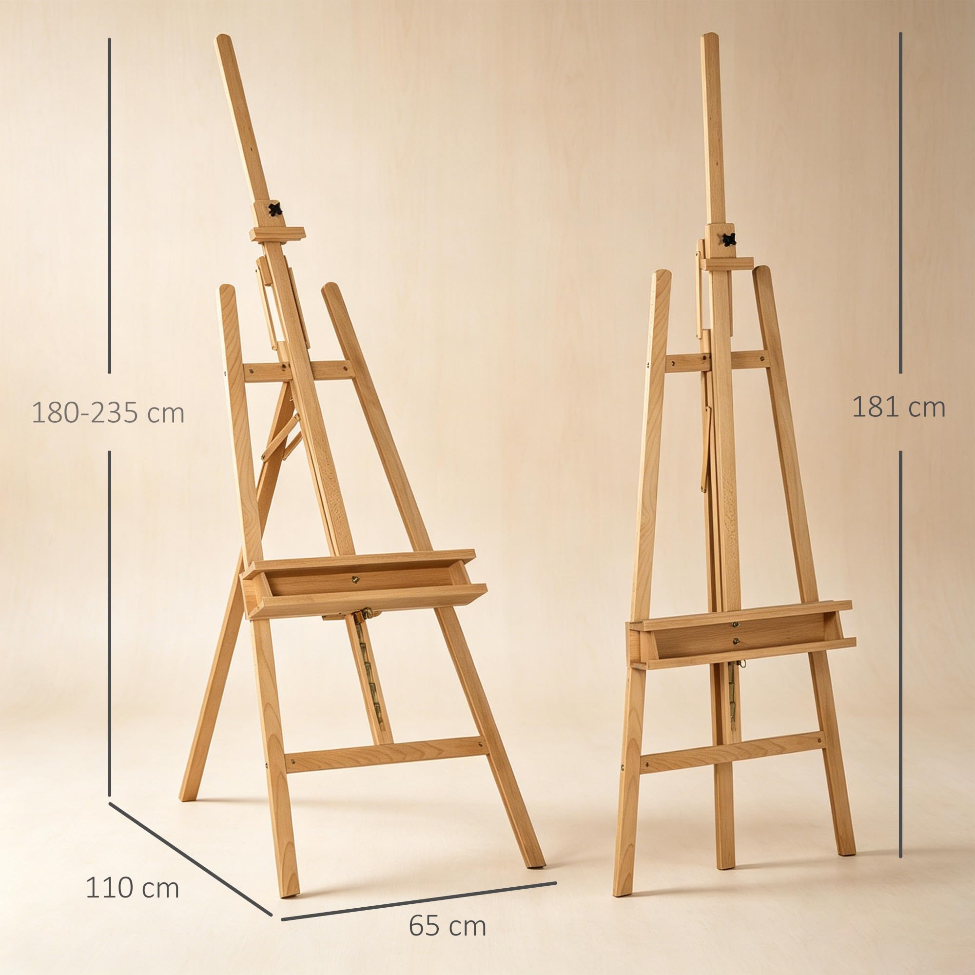 Vinsetto Staffelei Standstaffelei Klappbar Höhenverstellbar bis 120 cm | Atelierstaffelei, Leinwand Ständer mit Halterung für Leinwände, Kunstmalerei, Holz