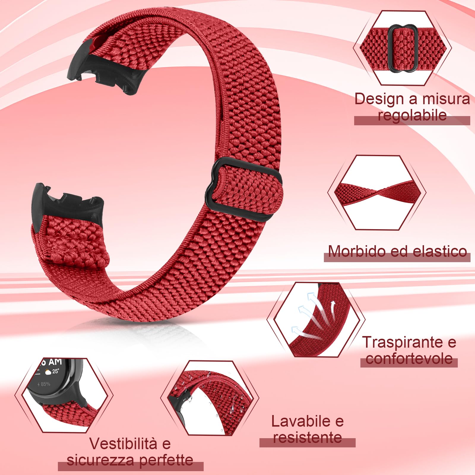 SHIJZWD 2 Pezzi Cinturino Compatibile con Xiaomi Mi Band 8 per Donna Uomo, Cinturino Sportivo Elastico Nylon Solo Loop Bracciale di Ricambio per Xiaomi Mi Smart Band 8