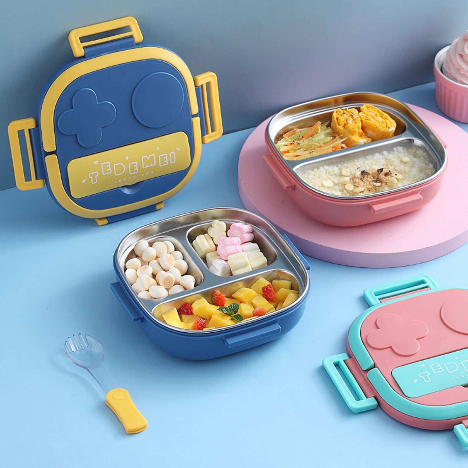kyaoayo Lunch Box, Bento Box, Lunch Box with Compartments, Stainless Steel Lunch Box, Heatable Lunch Box - Image 3