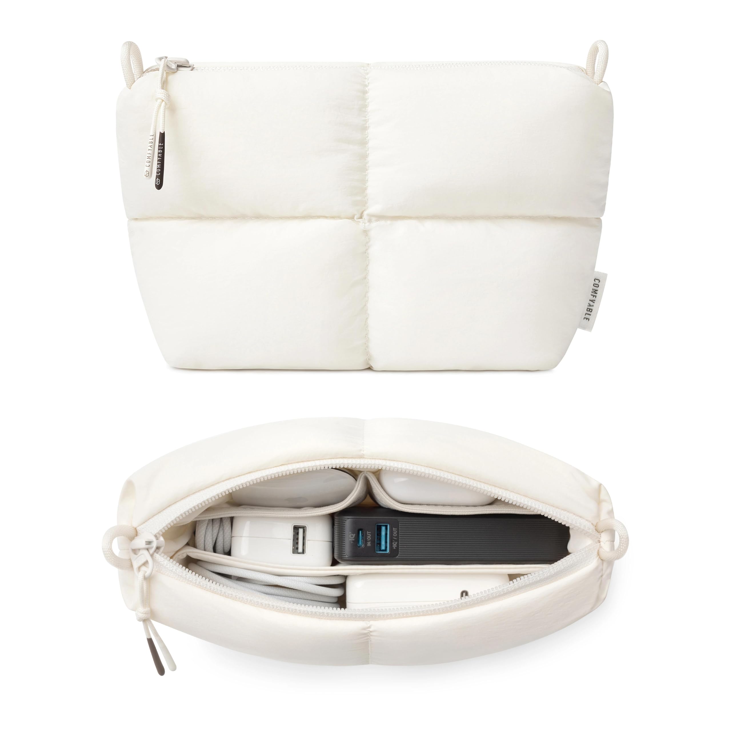 Comfyable Puffy Electronics Organizer da viaggio, grazioso sacchetto tecnico per donne e uomini, custodia per cavi per caricabatterie, telefono, power bank, cavo, custodia compatta per accessori