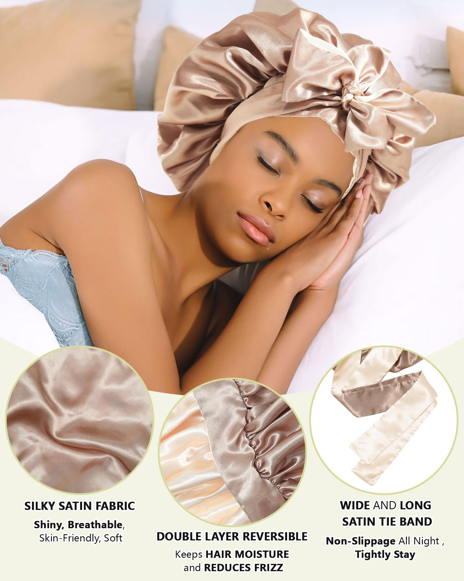 Amazon.com: Satin Bonnet Silk Hair Wrap for Sleeping  display picture 1