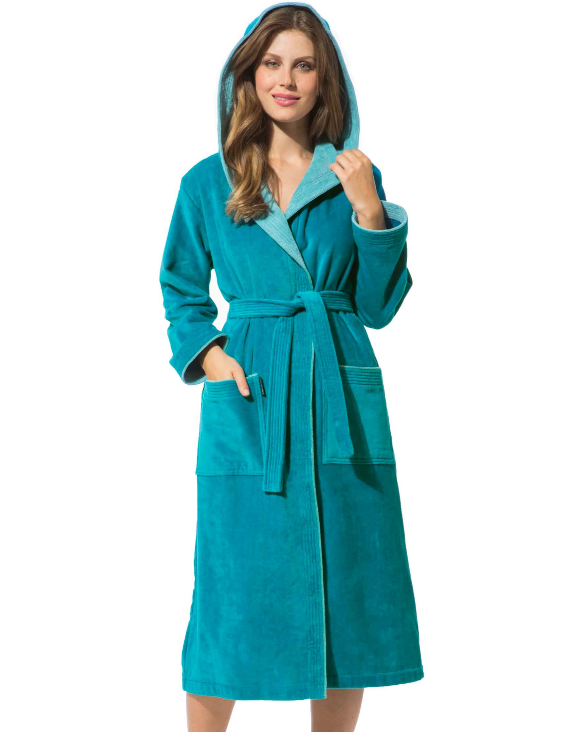 Morgenstern Accappatoio Donna con Cappuccio - Vestaglia da Bagno Lunga in Cotone