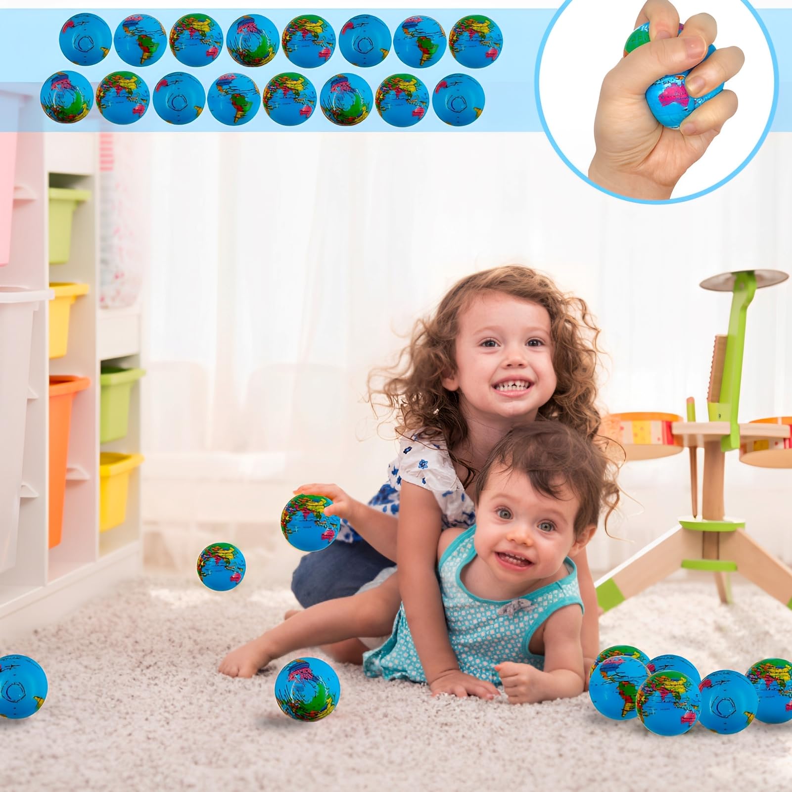 16 Piezas Pelota Antiestrés Mundo, Bolas Antiestrés, Pelota Antiestrés Mano, Pelota Mundo, Pelotas Antiestrés Pequeñas, Juguetes para Apretar para Niños Y Adultos para Aliviar el Estrés — view 4