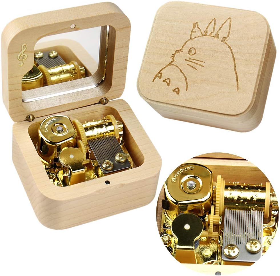 Sinzyo T0nari No T0toro Music Box Vintage Musical Boxs Gift for Birthday Valentine's Day Christmas Day(Musical Note Walnut Box)