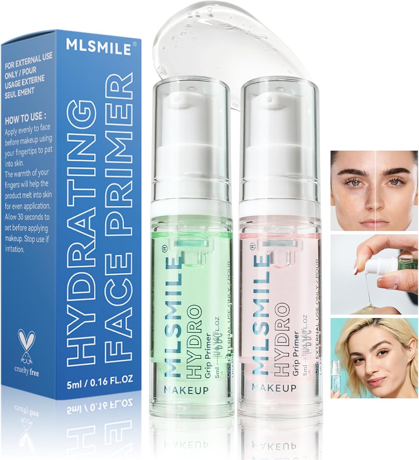 Power Makeup Primer 2 Pcs Face Primer Long Lasting Moisturizing Hydrating Makeup Primer for Face