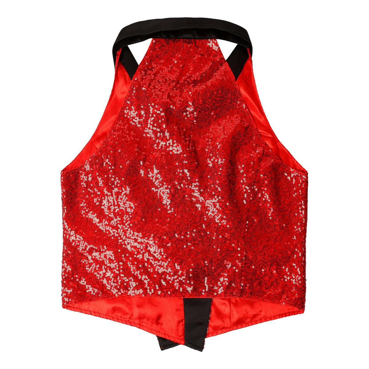 Top da donna con paillettes scintillanti con scollo a V e risvolto senza maniche con bottoni camicetta top jazz danza sera festa banchetto cocktail discoteca