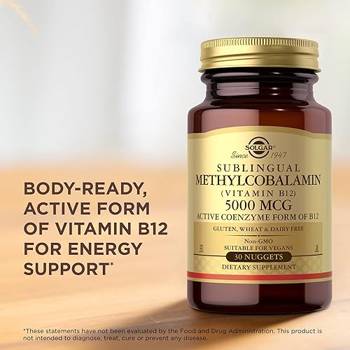 Miniatura 9 de Solgar Metilcobalamina (vitamina B12) 5000 mcg - 60 pepitas, paquete de 3 - Apoya el metabolismo energético - Vitamina B - Sin OMG, vegano, sin