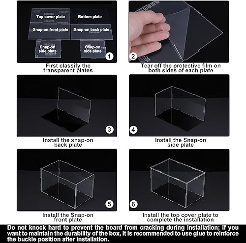 Miniatura 6 de MECCANIXITY Vitrina de acrílico, caja de plástico, caja de almacenamiento, transparente, pequeña, a prueba de polvo, 16.1 x 8.3 x 10 pulgadas para
