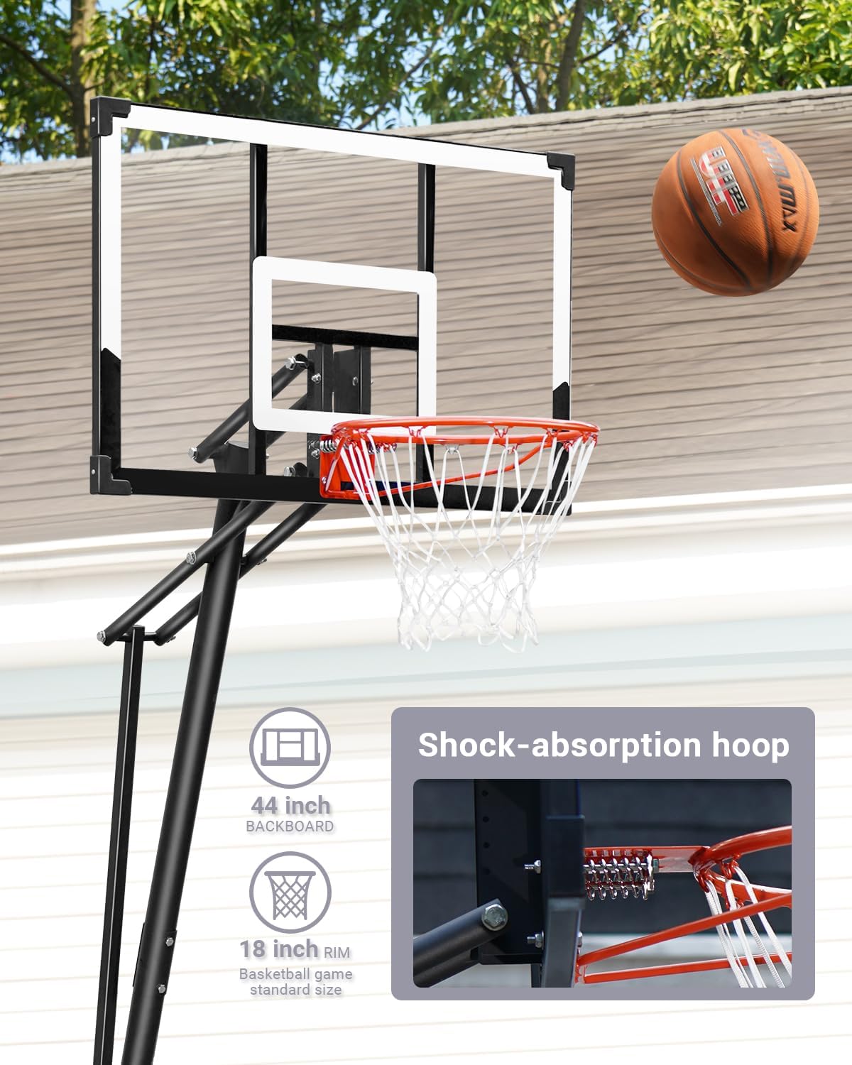 Aro de baloncesto portátil junto a la piscina, sistema de portería de Aro de baloncesto portátil junto a la piscina, sistema de portería de