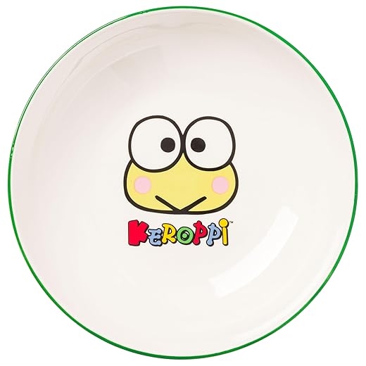 Silver Buffalo Hello Kitty and Friends Keroppi Popcorn and Apple Pattern Ceramic Dinner Pasta Bowl, 9 Inches