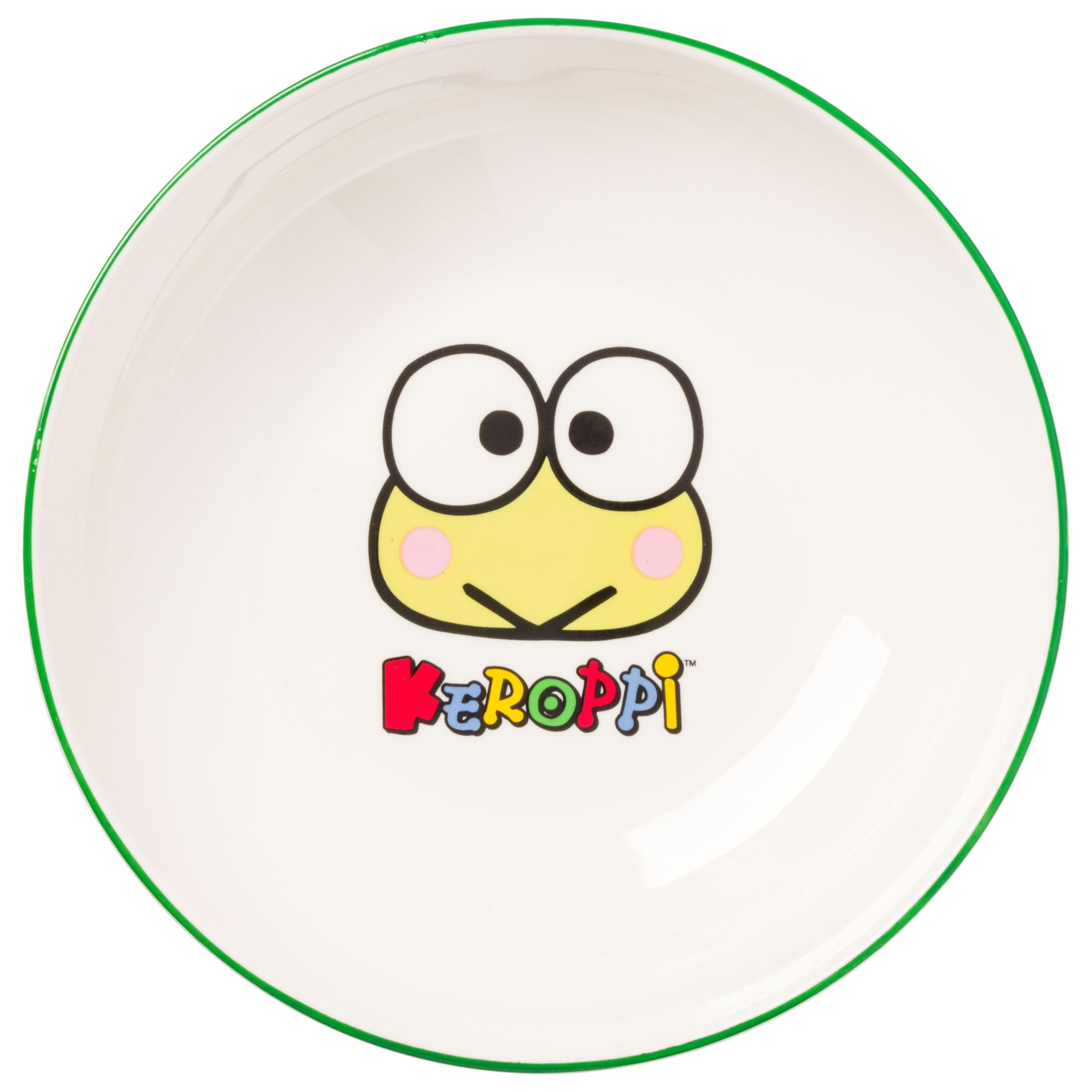 Silver Buffalo Hello Kitty and Friends Keroppi Popcorn and Apple Pattern Ceramic Dinner Pasta Bowl, 9 Inches