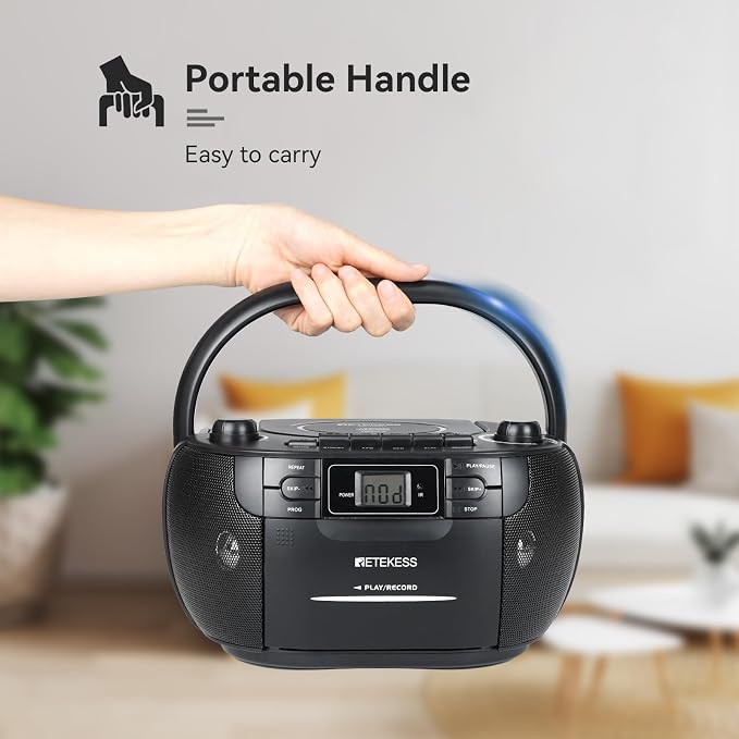 Reproductor CD y casete Retekess TR621 Boombox negro miniatura 9