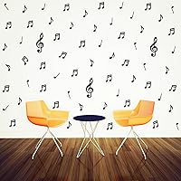 Vista 5 de Notas musicales Adhesivos de pared, despegar y pegar, notas musicales extraíbles para decoración de pared para aula, sala de estar, sala de música