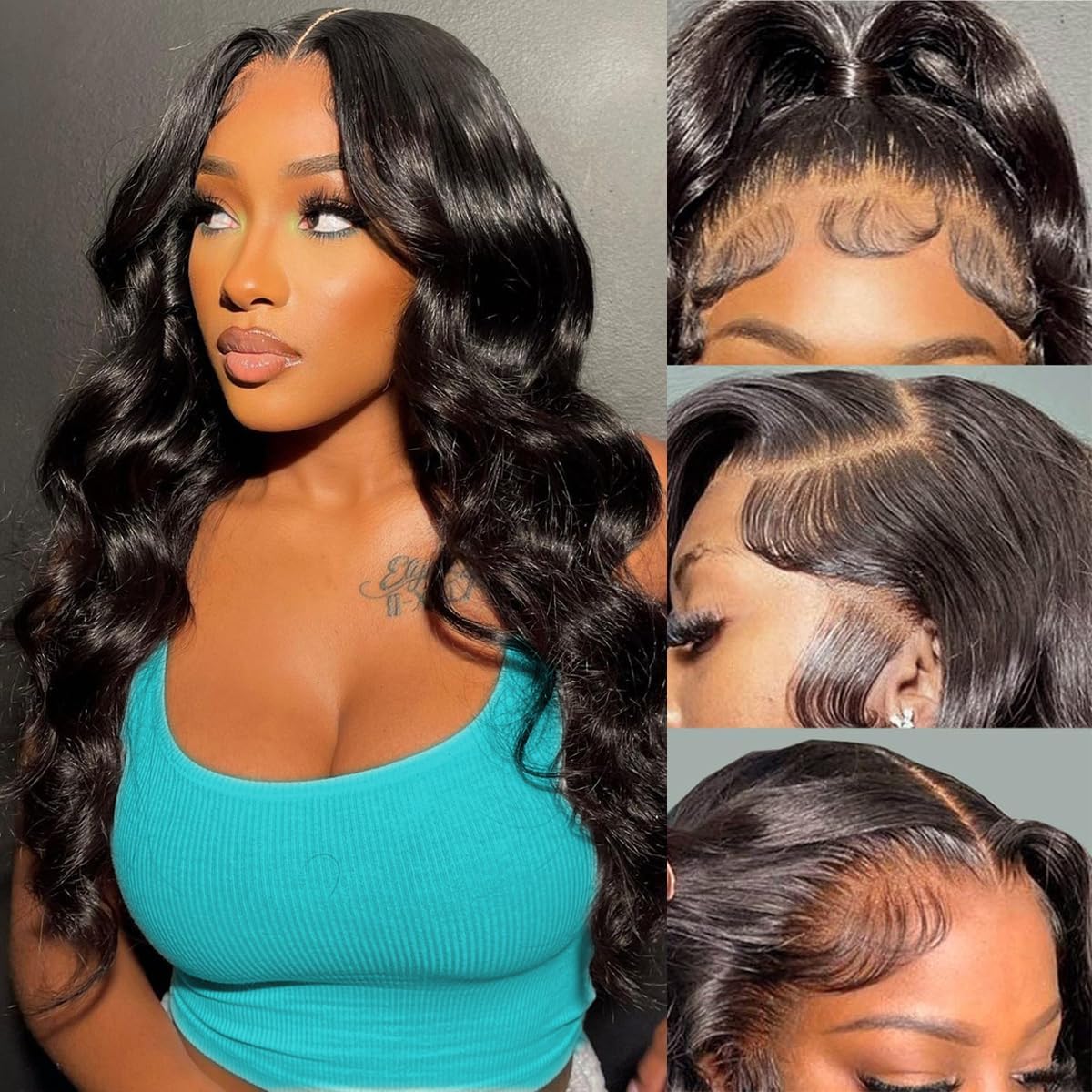13X6 Body Wave Lace Frontal Wig Human Hair 24 Inch HD Lace Front Wigs for Black Women Gluesless Frontal Wigs Transparent Lace Human Hair Body Wave 150 Density Pre Plucked Hairline