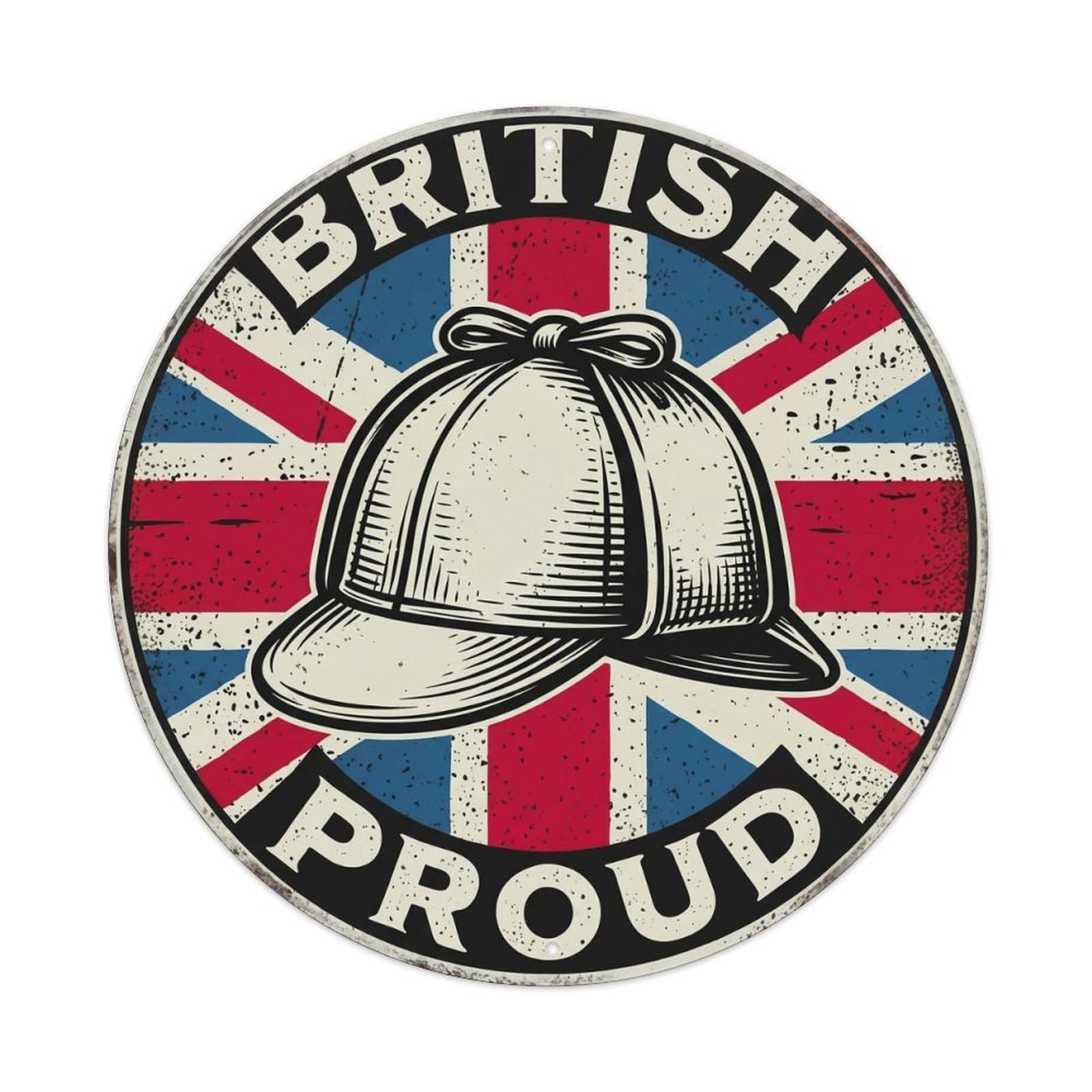 British Proud Deerstalker Hat Vintage Apparel Emblem Metal Tin Sign