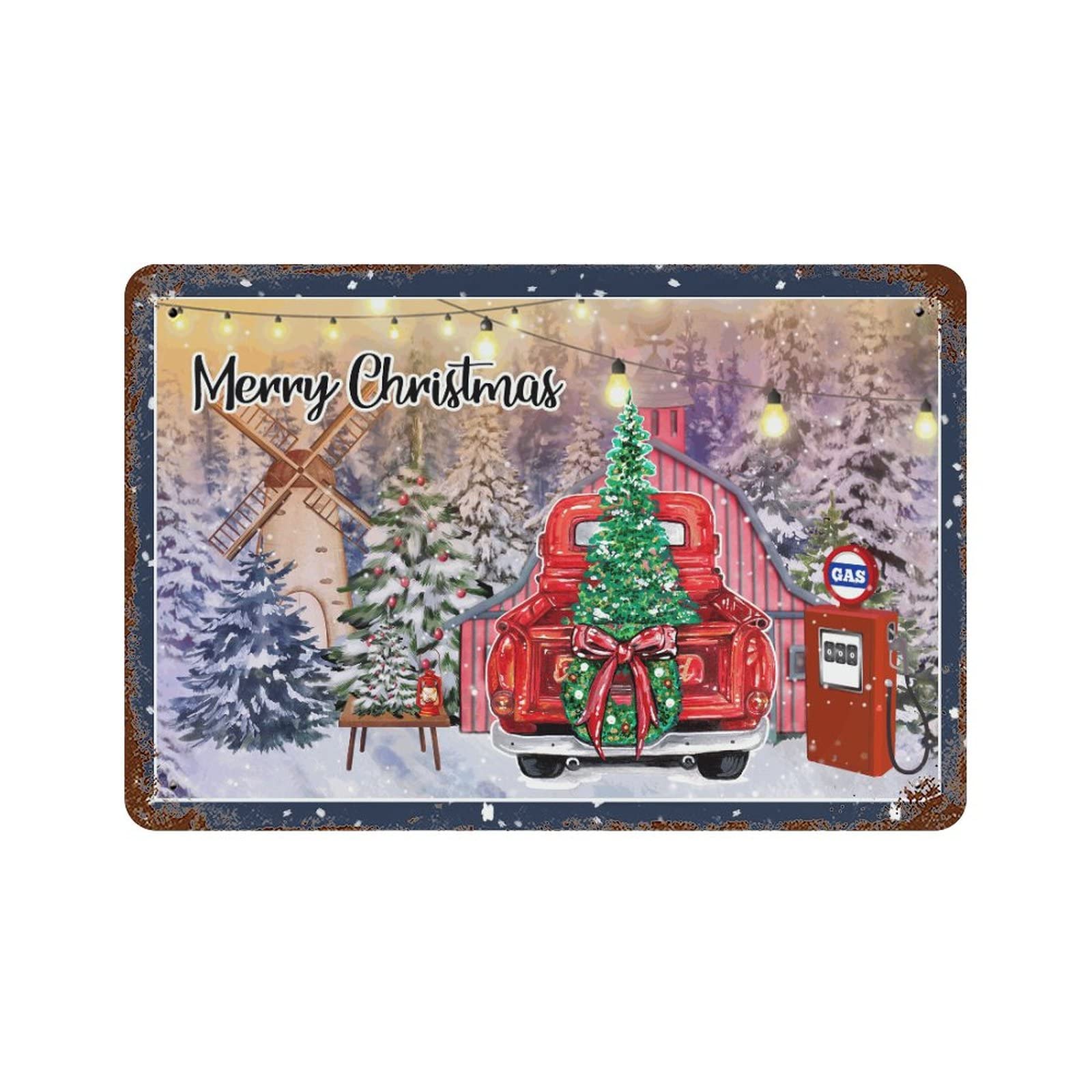 Panneau Merry Christmas station-service pour remplacer la décoration de Noël trop classique