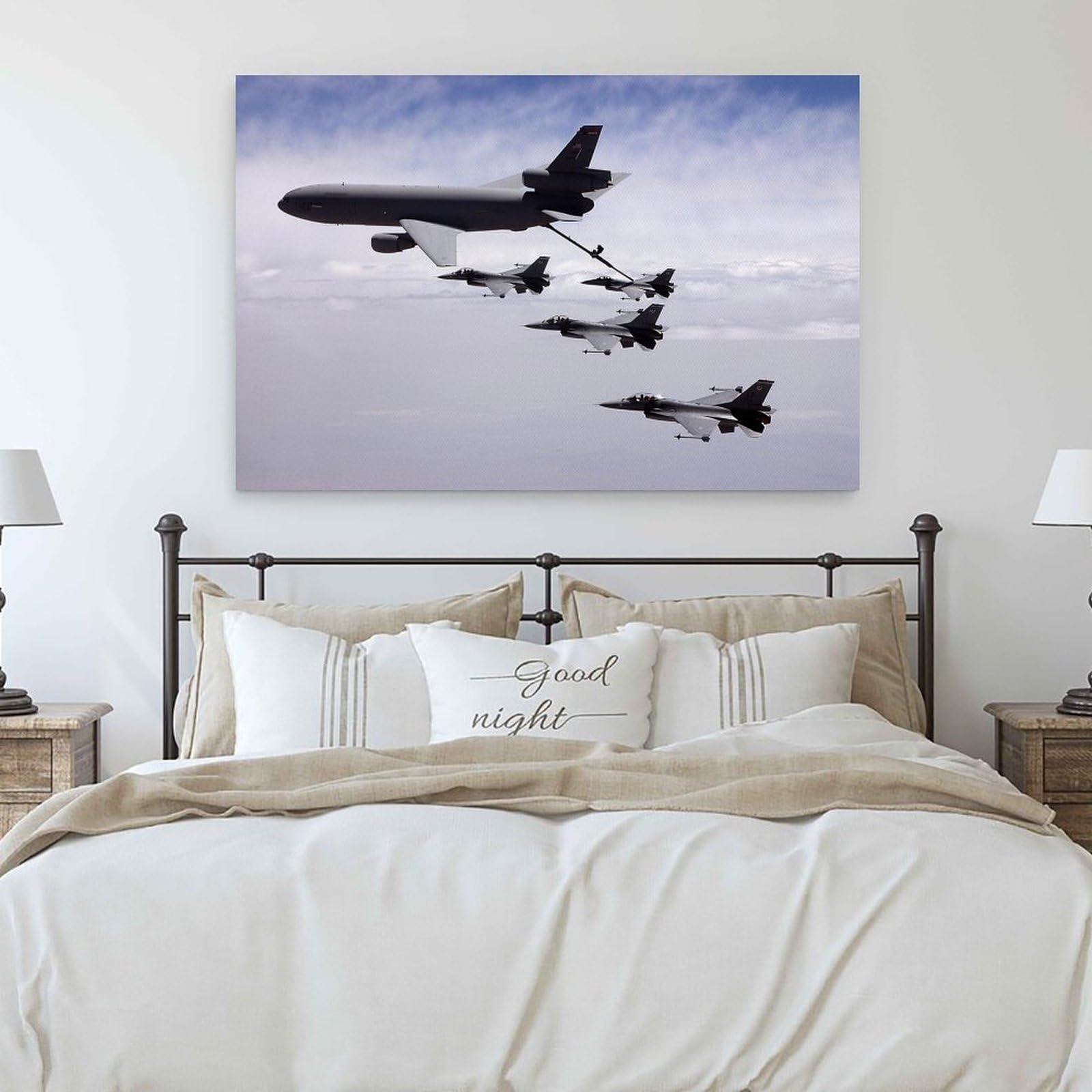 KC-10 - Póster de la Fuerza Aérea de los Estados Unidos, diseño militar de aviones azul marino, para reabastecimiento de combustible aéreo, lienzo decorativo para pared, dormitorio, oficina, sala de