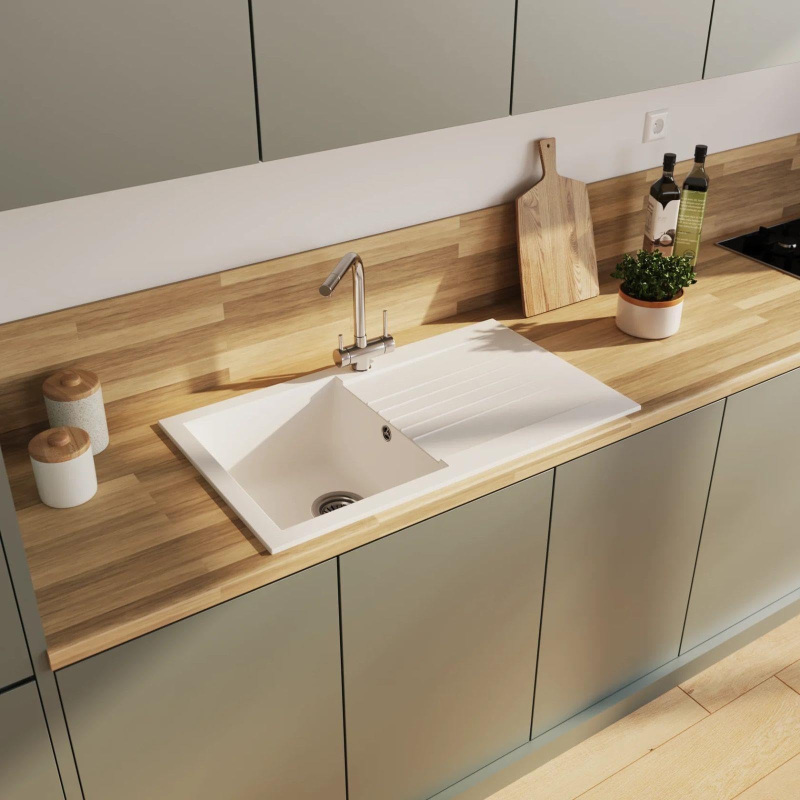 LD860WH Fregadero Blanco 1 Seno con Escurridor Composite BIO
