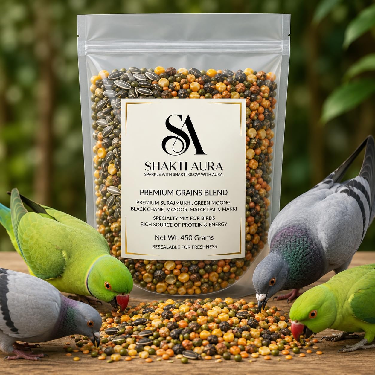 Shakti Aura Premium Satnaza Bird Food for Parrots & Pigeons | 7-Grain Nutritious Mix | 450g-image-19
