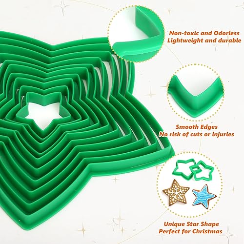 Miniatura 8 de GWHOLE Juego de cortadores de árbol de galletas de jengibre de Navidad, cortadores de galletas Star Linzer para niños, fiesta de vacaciones de