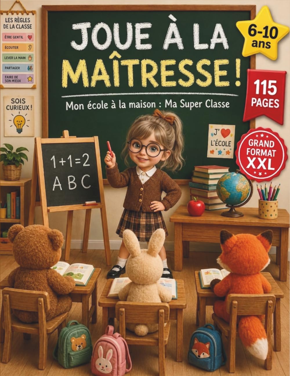 Joue à la Maîtresse : Ma Super Classe: Mon école à la maison — Cahier d'activités pour jouer, corriger et apprendre