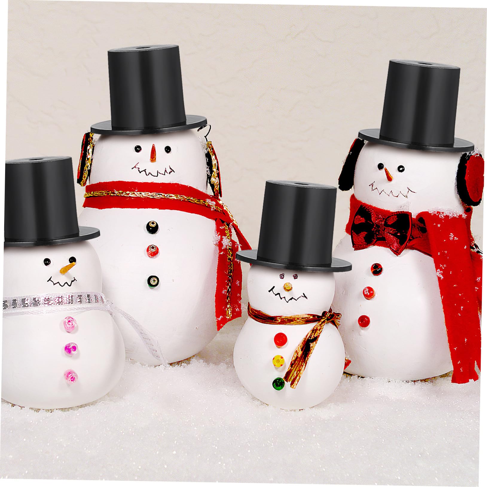50 Pièces Mini Chapeaux Haut de Forme Noirs Plastique pour Poupées Accessoires DIY Décoration Noël Fête Bonhomme