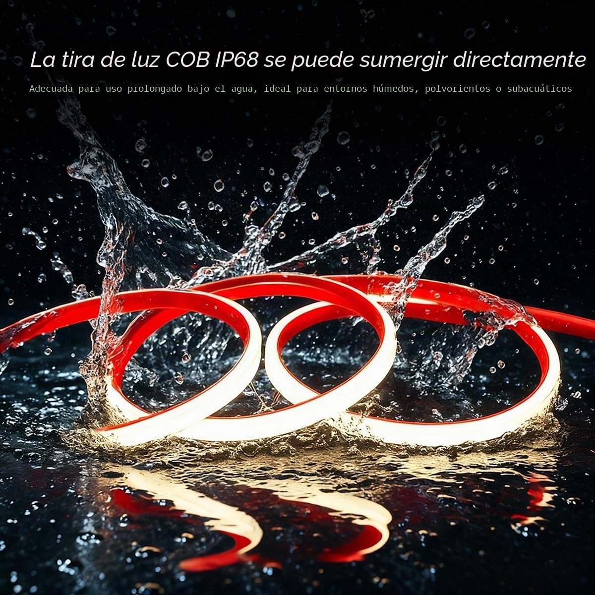 Tira LED COB Luminosa IP68 Impermeable Neón 320 LED/m Flexible y Recortable 24V Cinta LED para Decoración de Escaleras, Acuarios, Piscinas, Dormitorio, Navidad y Fiestas (Luz Azul, 50 metros)