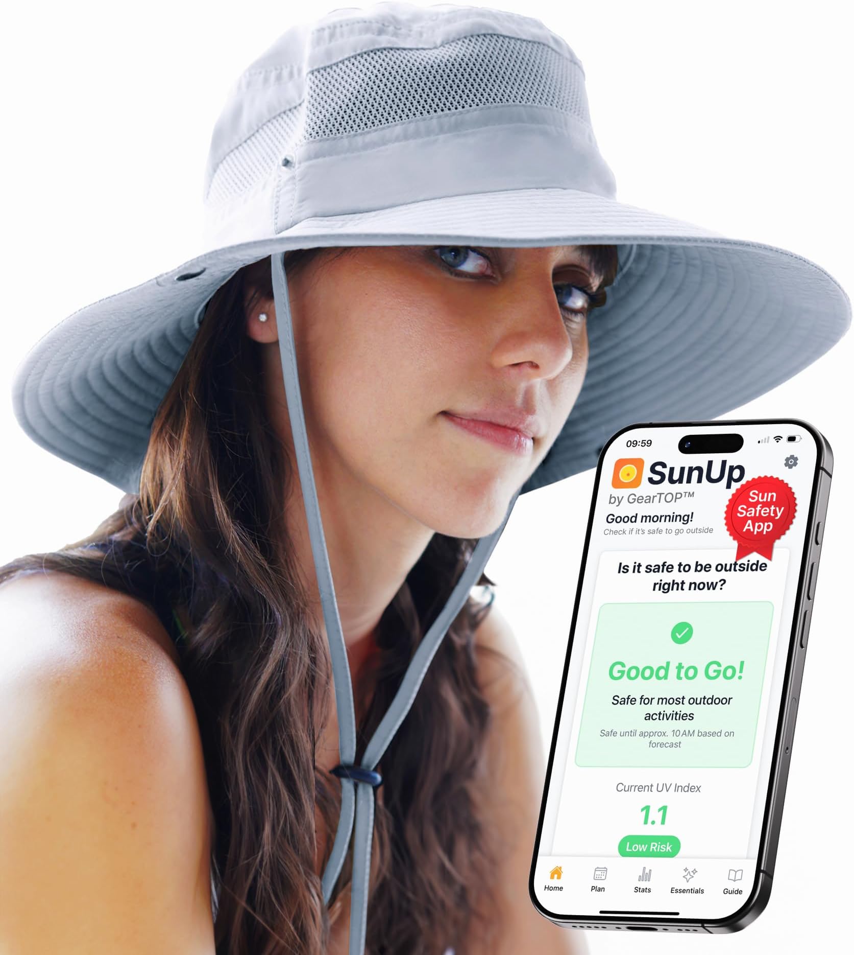 Safari Hat for Men Sun Hats for Women UV Protection UPF 50+ Fishing, Gardening, Hiking Hat (22-23 1/2")