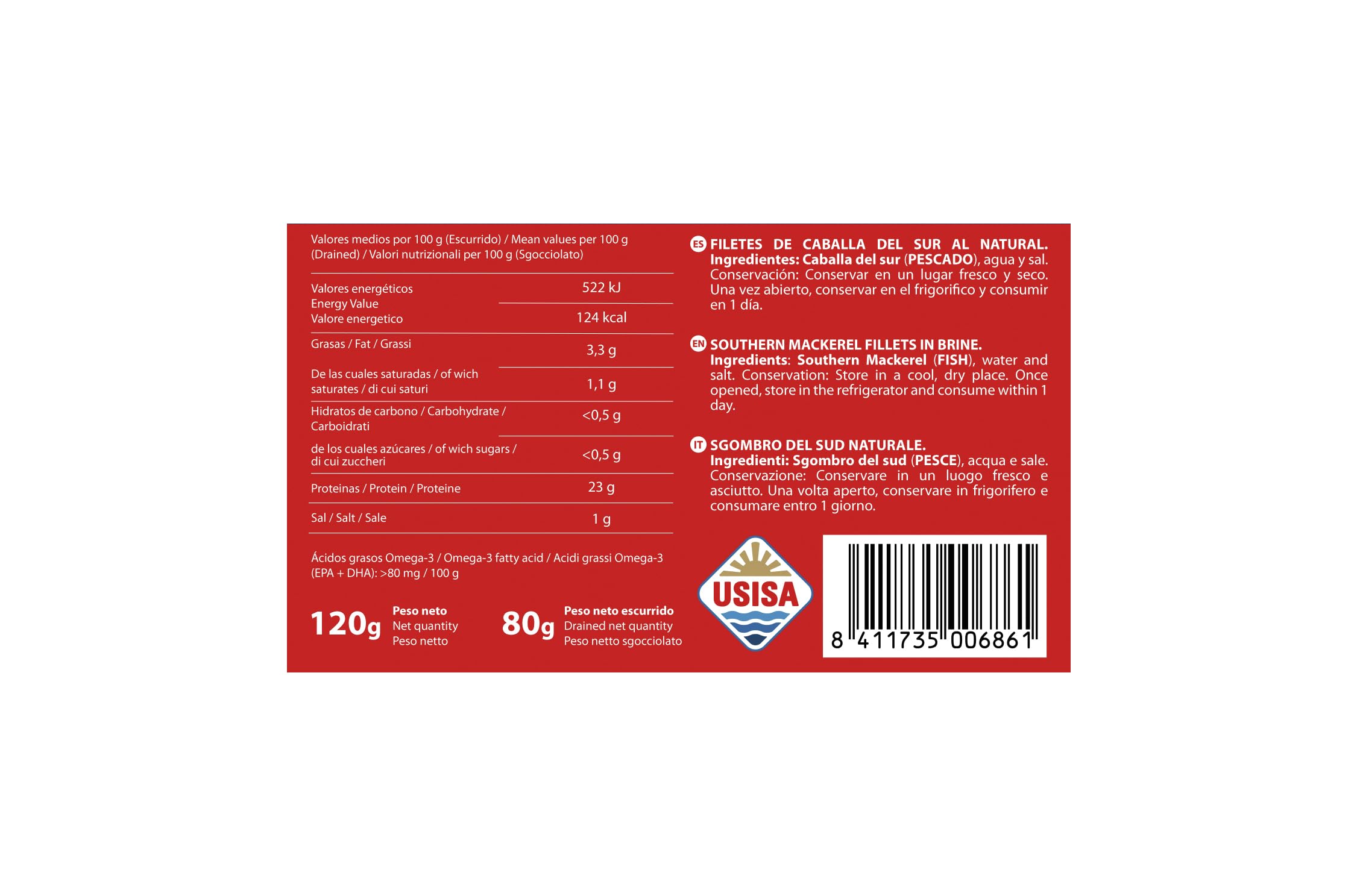 TEJERO - Conserva de Pescado | Filetes de Caballa al natural - 5 Latas x 120 g