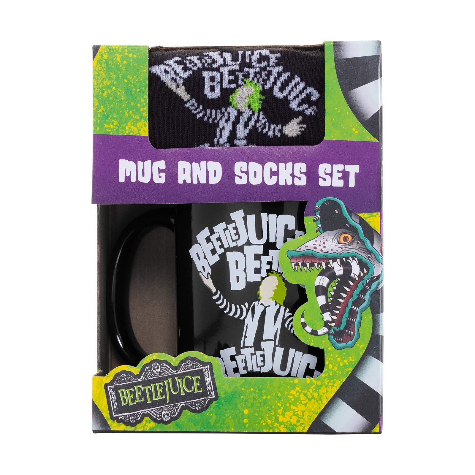 Beetlejuice Mug & Sock Set, Multicolor, 11.4 cm x 15.5 cm