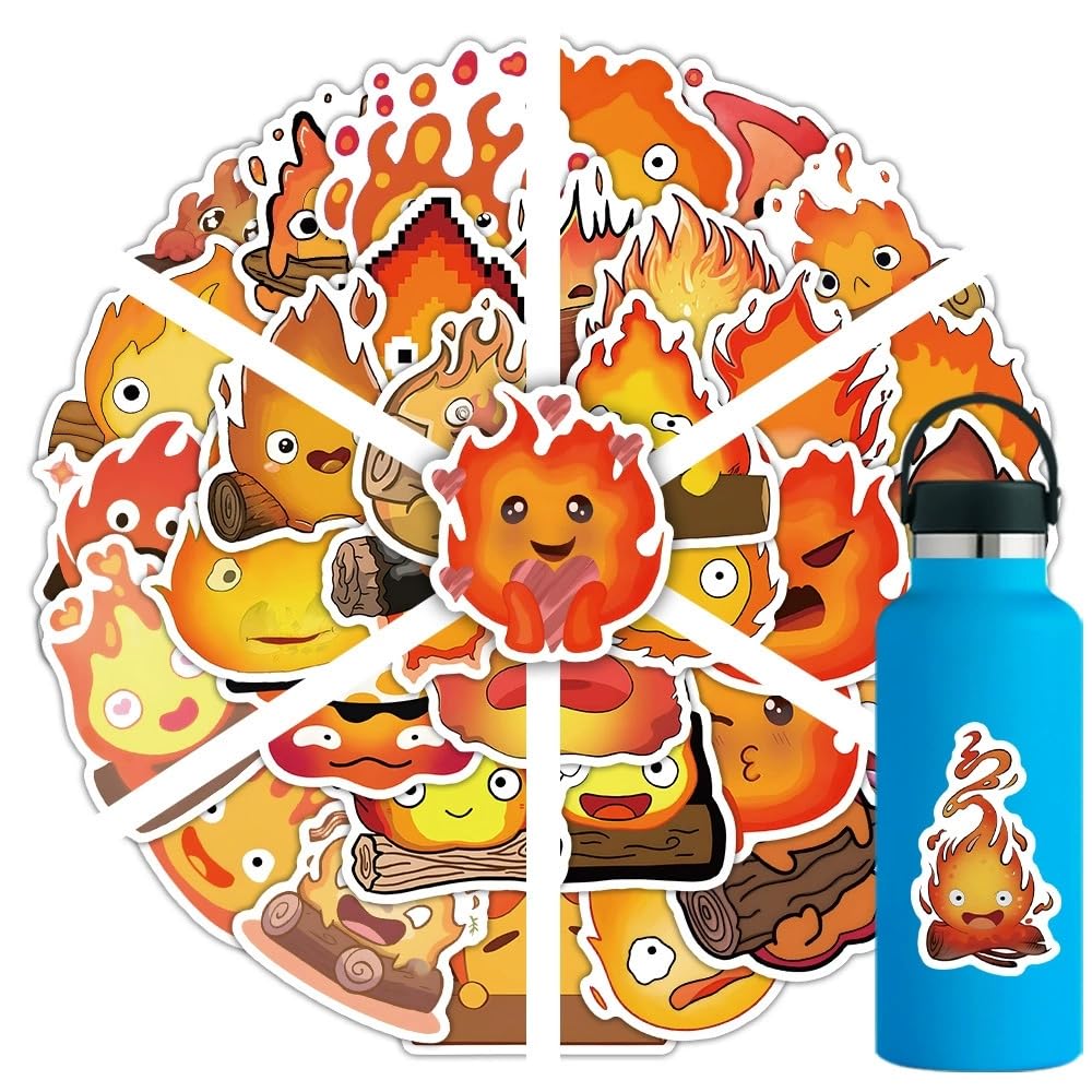 Flame Stickers for Laptop(50 PCS),Gift for Children Teens Adults Girl Boys,Flame Waterproof Stickers for Skateboard,Scrapbook,Bike,Phone,Computer,Luggage Water Bottle Guitar - Image 2