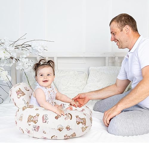 Miniatura 5 de Almohada de lactancia, almohadas de lactancia materna, con funda de almohada extraíble, lavable a máquina, lavable a máquina, osos rosados