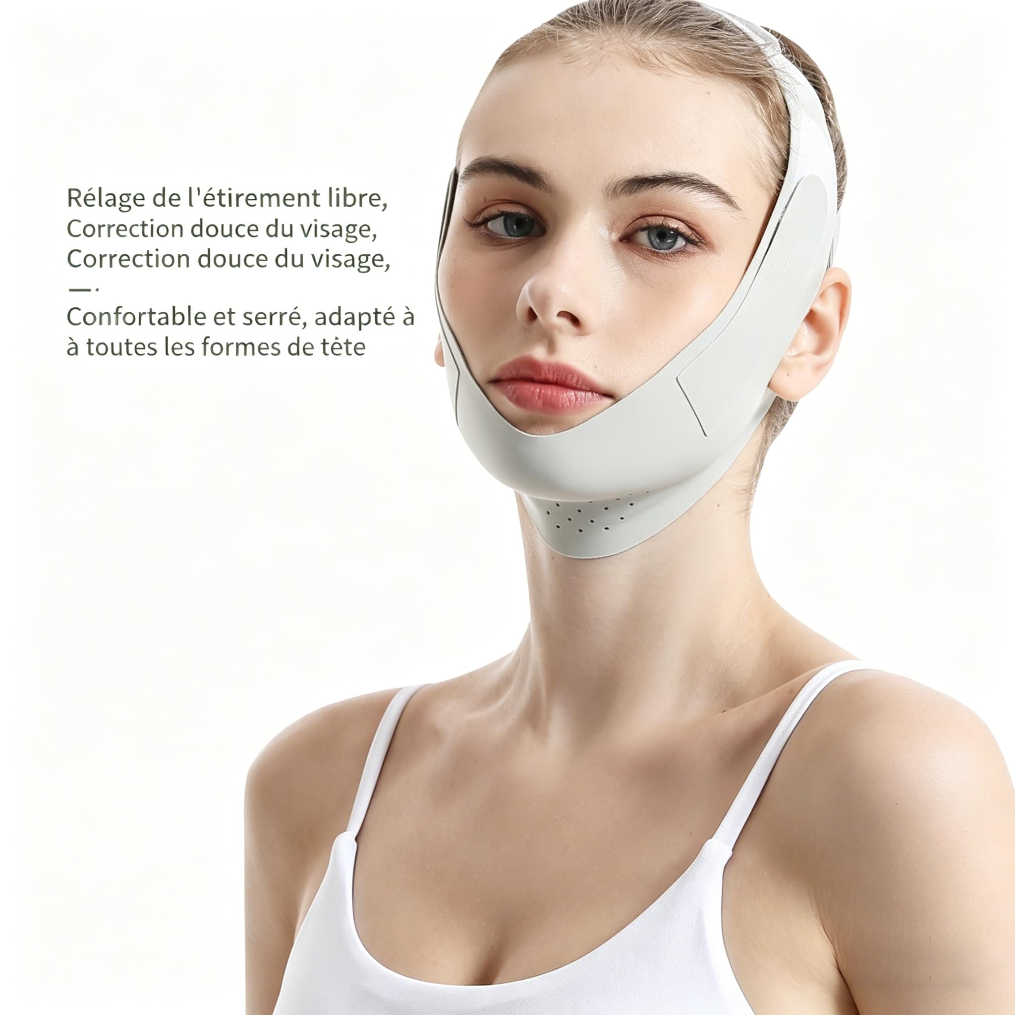 Banda Moldeadora de Colágeno CaraDura Cinta de levantamiento facial transpirable y reutilizable, correa de barbilla para adelgazar y lipocompresión