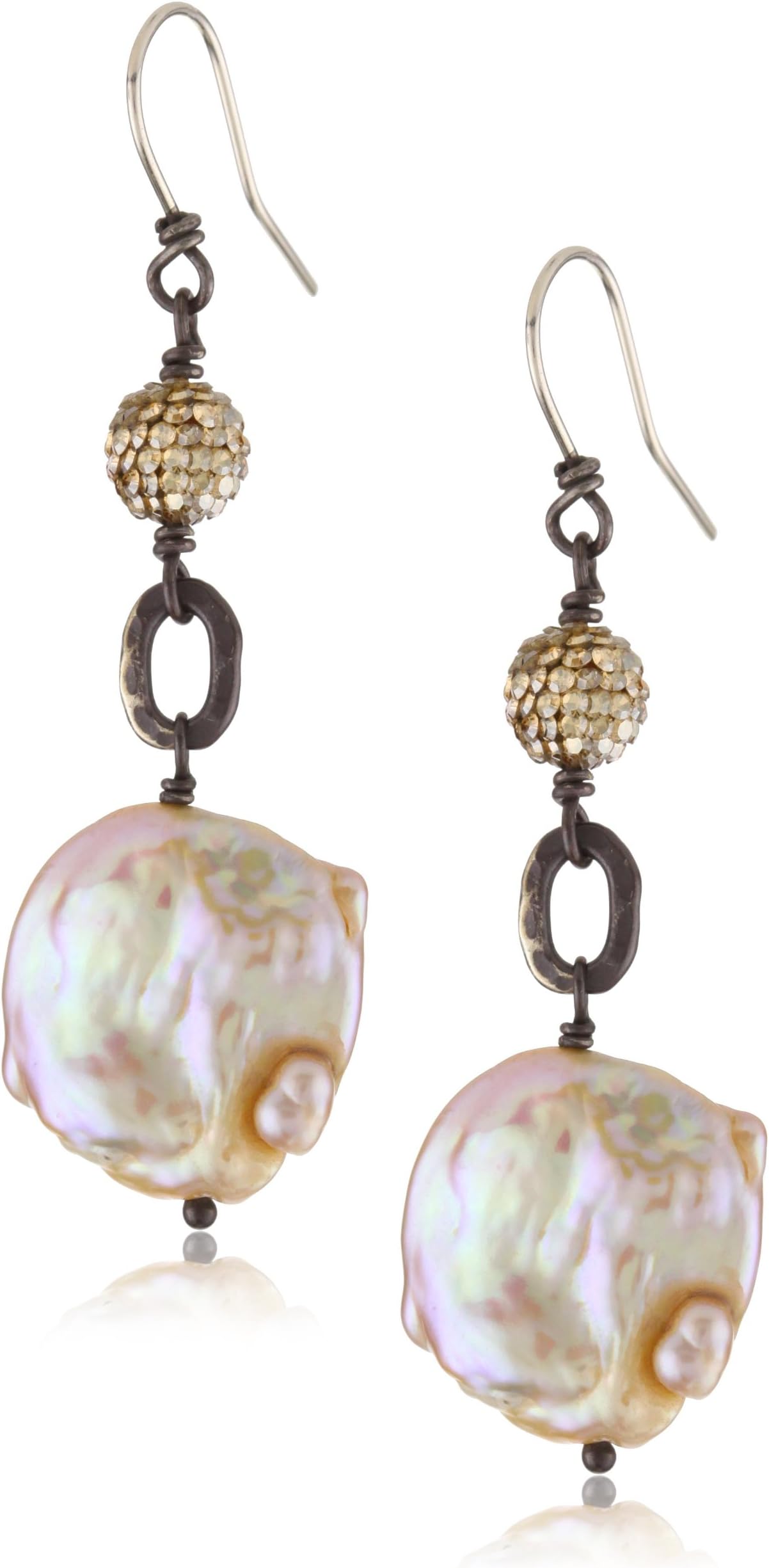 "Canne" Fresh Water Peach Pearl Drop Earrings