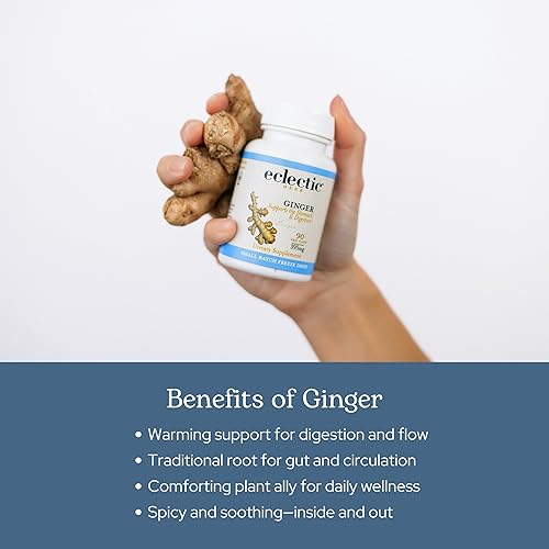 Miniatura 4 de Eclectic Institute Jengibre crudo liofilizado sin OMG Antioxidantes para apoyo cardíaco y salud digestiva 90 CT