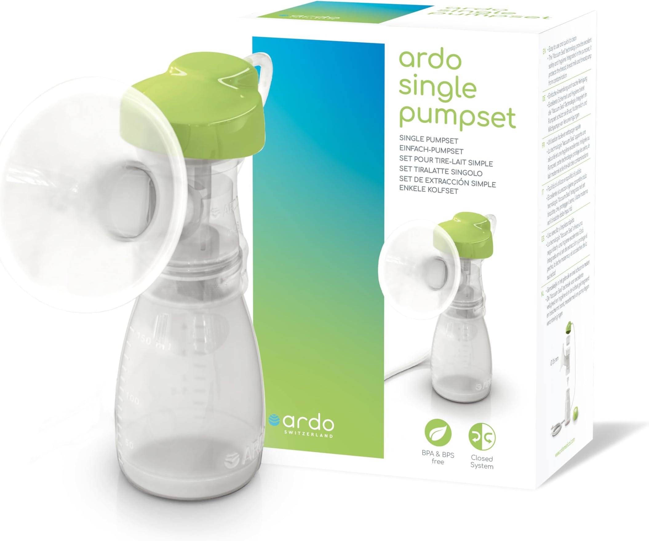 Ardo Single Pump Set - Compatible with All Ardo Breast Pumps. Extra Pumping Set for Breast Pump. BPA Free Replacement Breastfeeding Accessories. Pumpset Spare Parts with Bottles.