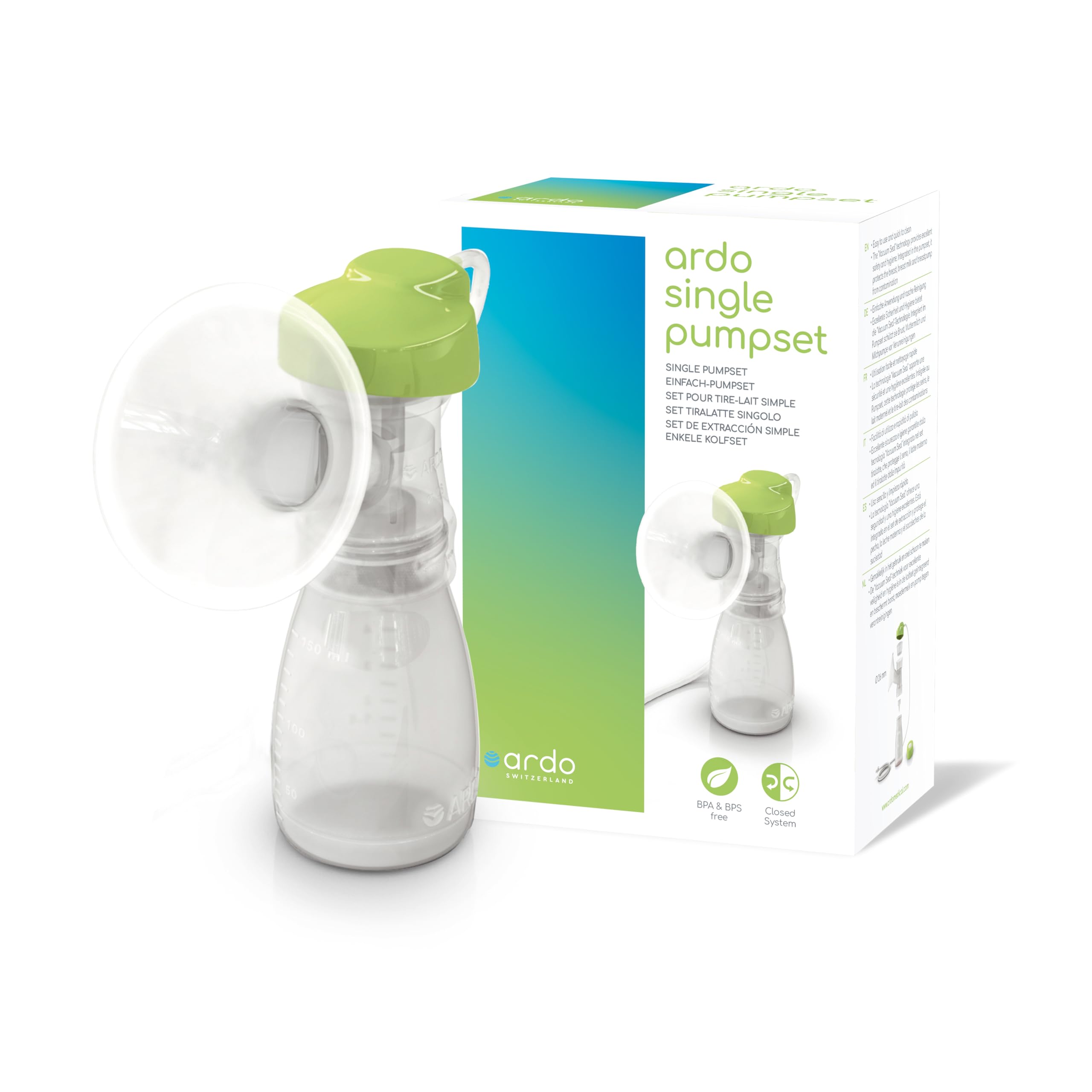 Ardo Single Pump Set - Compatible with All Ardo Breast Pumps. Extra Pumping Set for Breast Pump. BPA Free Replacement Breastfeeding Accessories. Pumpset Spare Parts with Bottles.