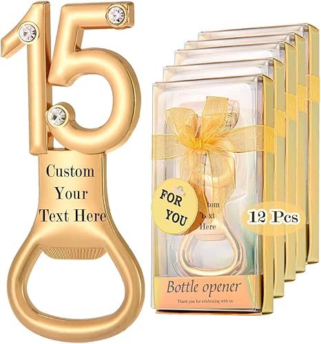 Miniatura 1 de 12 abridores de botellas creativos personalizados, abrebotellas en forma de números para regalos de fiesta de cumpleaños de 15 años, 15 aniversario