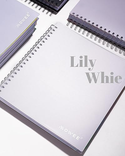 Miniatura 5 de MOWEE Cuaderno de 5 materias  Cuaderno de espiral, cuaderno de rayas universitarias con bolsillo divisor, pestañas, regla de 11 pulgadas, 200