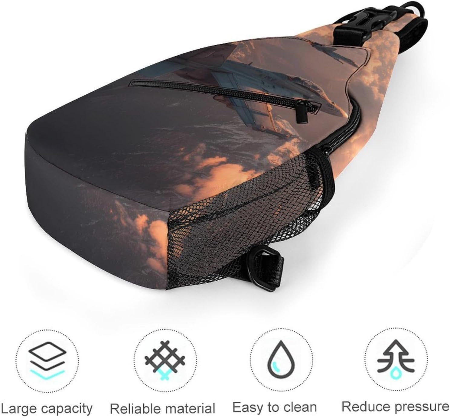 Aircraft Fighter Jet Airplane Men Crossbody Sling Backpack Chest Bag | Travel Fanny Pack,Hiking Daypack,Print Shoulder Bags