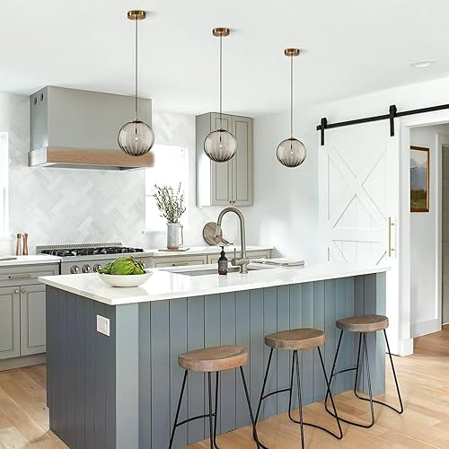 Miniatura 7 de KCO Lighting - Lámpara colgante moderna de globo grande, lámpara colgante de cristal gris humo de mediados de siglo, luces colgantes vintage,