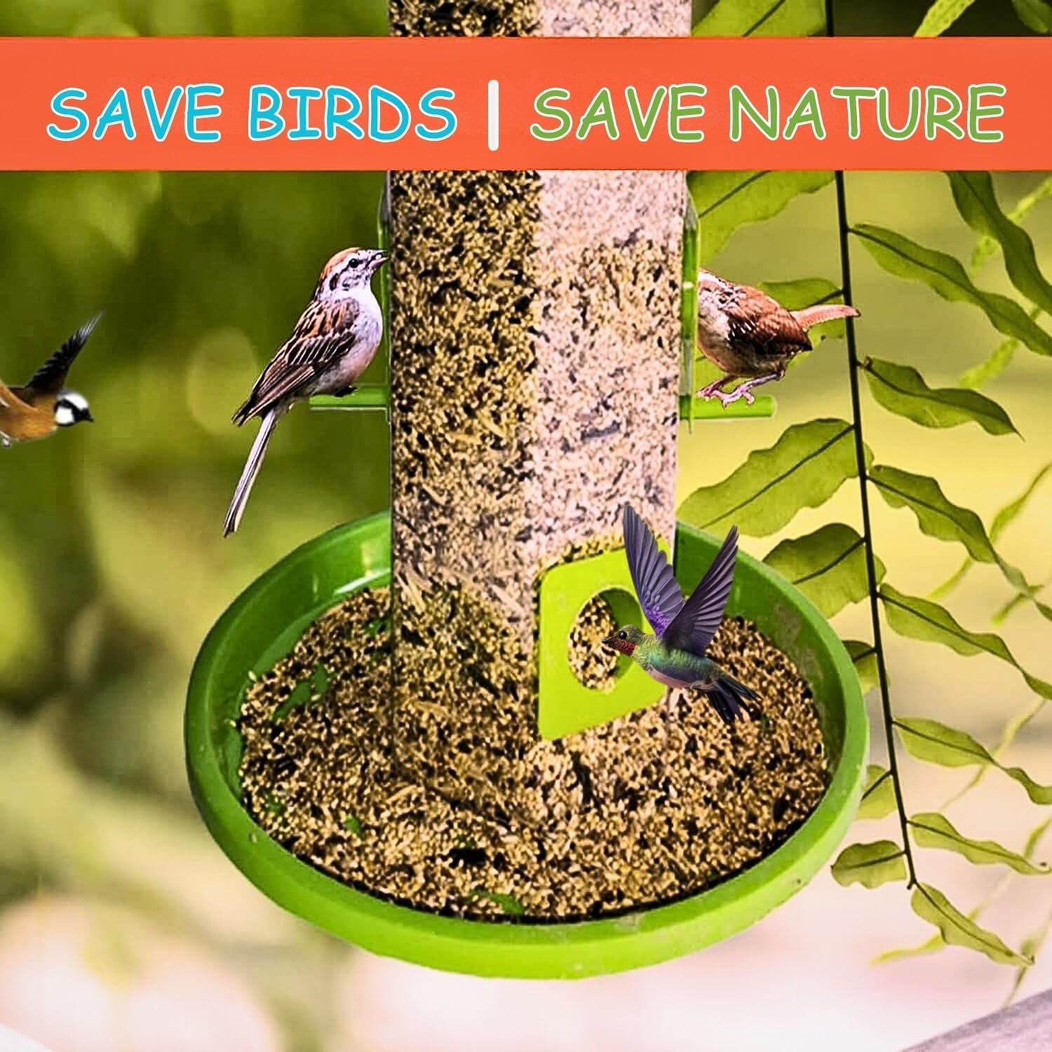 QONETIC Bird Feeder Tower | Hanging for Balcony, Window, Garden | Outdoor Plastic Bird Food Feeder | 900g Seed Container for Sparrows, Finches, Budgies (Tower Feeder, 1) - Image 8 thumbnail