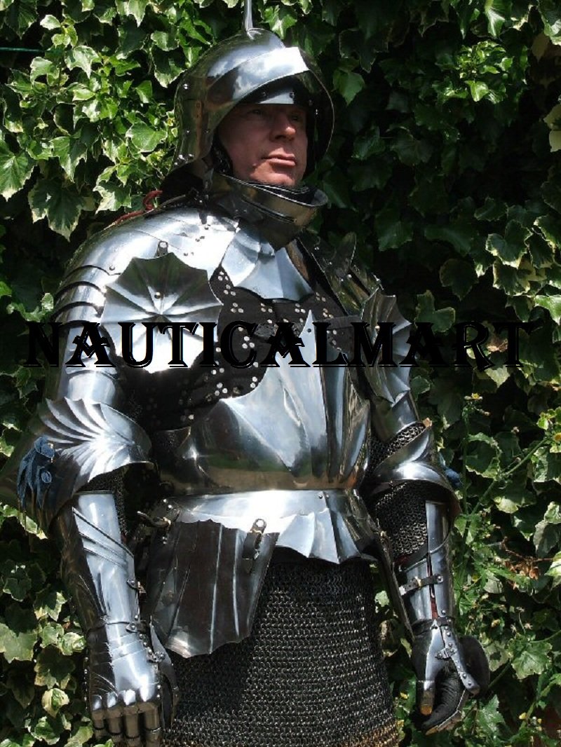 NauticalMart 18ga Half Medieval Armor Knight Wearable Suit of Armor Costume with Helmet