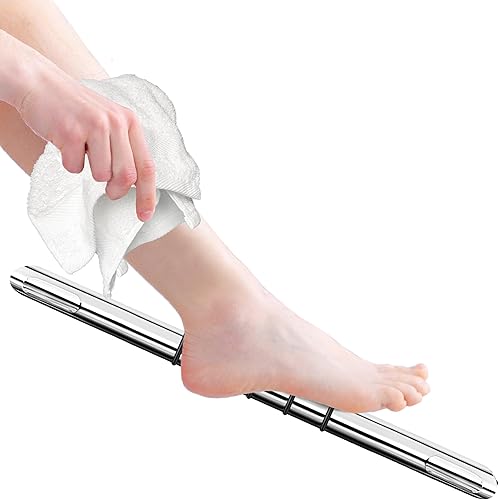 Miniatura 30 de Reposapiés de ducha, barra de ducha de esquina para afeitarse piernas, repisa de pie de ducha de hotel, barra de latón para baño (níquel satinado)