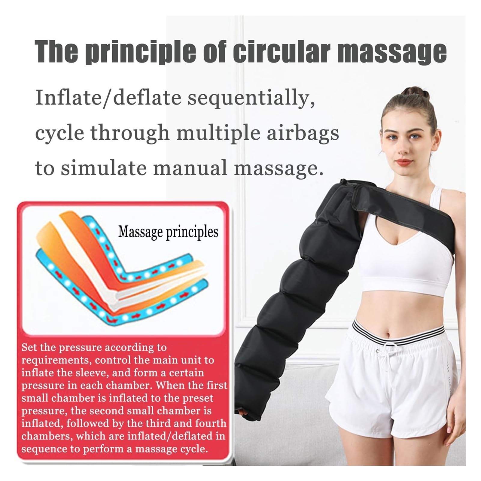 Massaggiatore a Compressione d'Aria 6 Celle per Corpo Intero - Apparecchio Massaggio Elettrico con Pressione Regolabile e Timer, Ideale per Gambe, Braccia e Vita per Rilassamento Muscolare