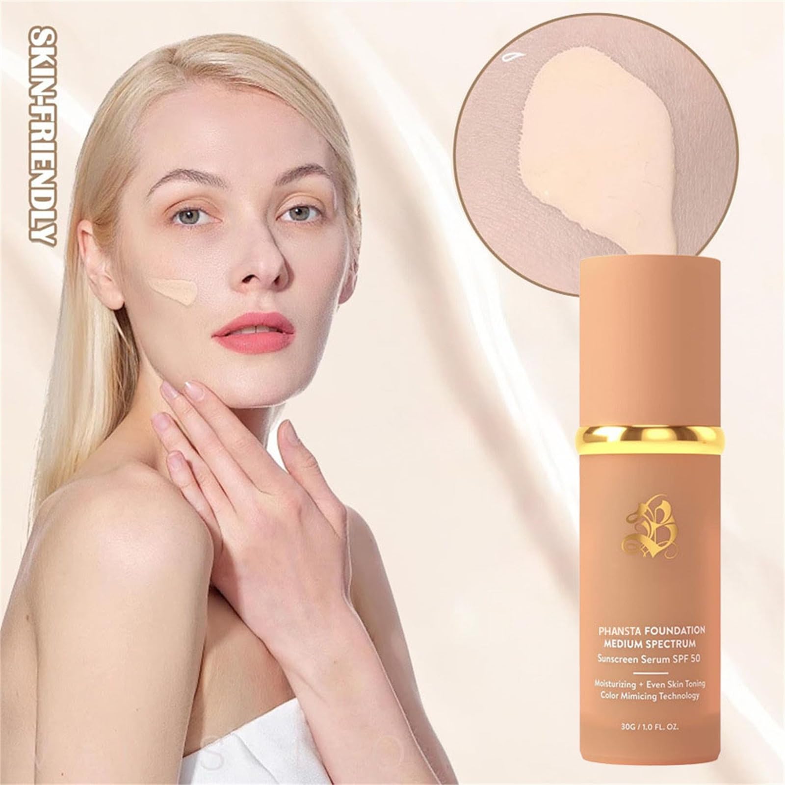 Infinite Love Maquillaje | Base De Maquillaje Que Cambia De Color | 4 En 1 Base De Maquillaje Antiedad Con Spf 50 – Base Que Se Adapta A Tu Tono De Piel - 30g (1, tono de piel) — view 3